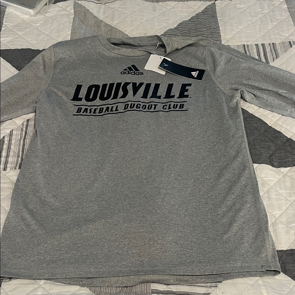 adidas Gray Louisville Baseball Long Sleeve Tee